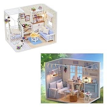 ミニチュアドールハウス Amazon | Spilay 1/24 DIY 木製 ミニチュア ドールハウス 手作り